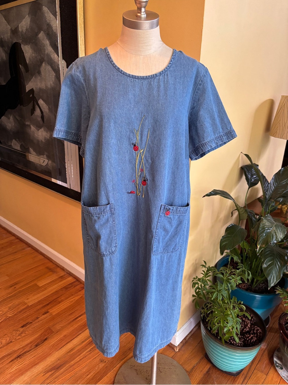vintage blair ladybug denim dress